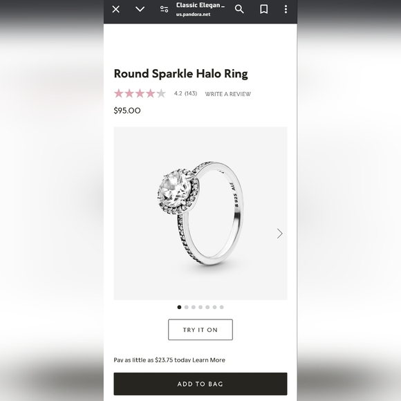Pandora Sterling Silver CubicZirconia Round Halo Sparkle Promise Engagement Ring - Picture 6 of 6